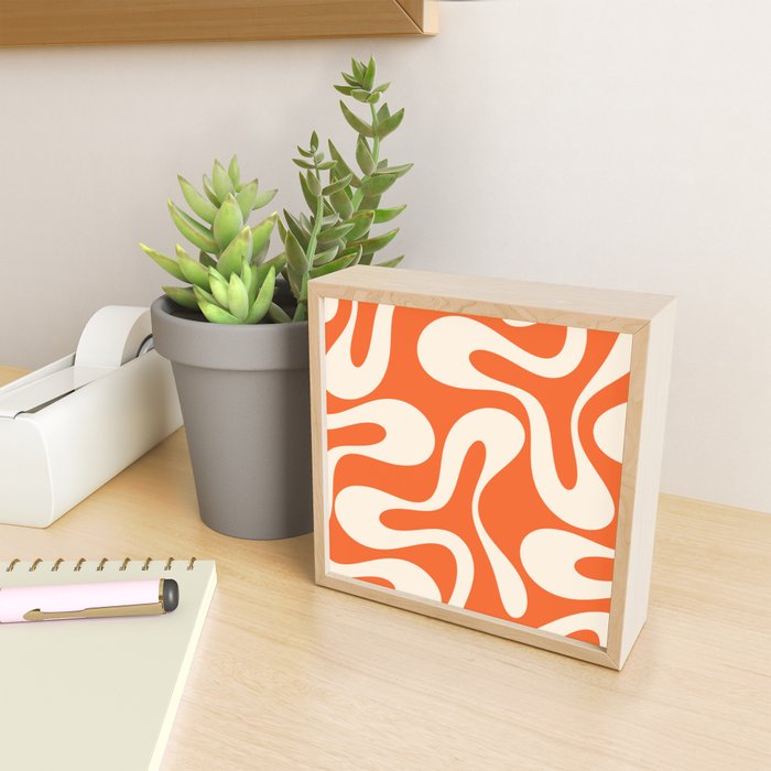 Soft Curves Retro Modern Abstract Pattern in Orange and Cream Mini Art Print Gallery Image 2