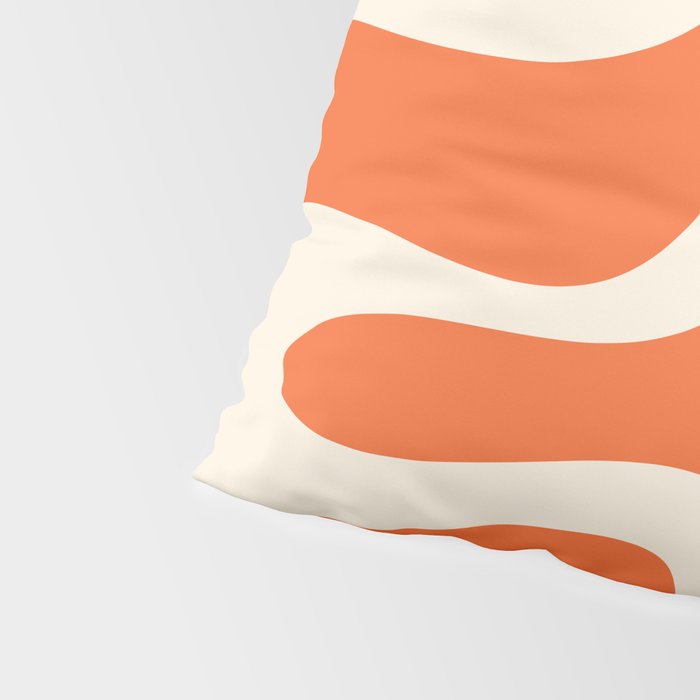 Soft Curves Retro Modern Abstract Pattern in Orange and Cream Pillow Sham Gallery Image 4