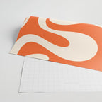 Soft Curves Retro Modern Abstract Pattern in Orange and Cream Wrapping Paper Gallery Image 2