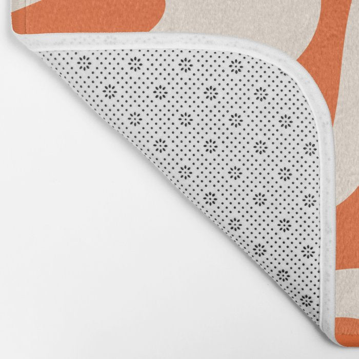 Soft Curves Retro Modern Abstract Pattern in Orange and Cream Bath Mat Gallery Image 2