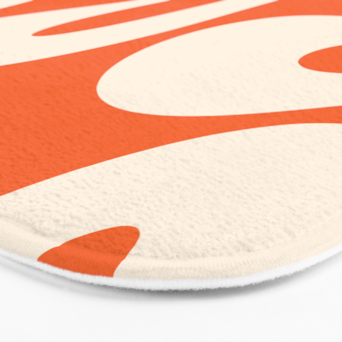 Soft Curves Retro Modern Abstract Pattern in Orange and Cream Bath Mat Gallery Image 3