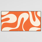 Soft Curves Retro Modern Abstract Pattern in Orange and Cream Desk Mat Gallery Image 3