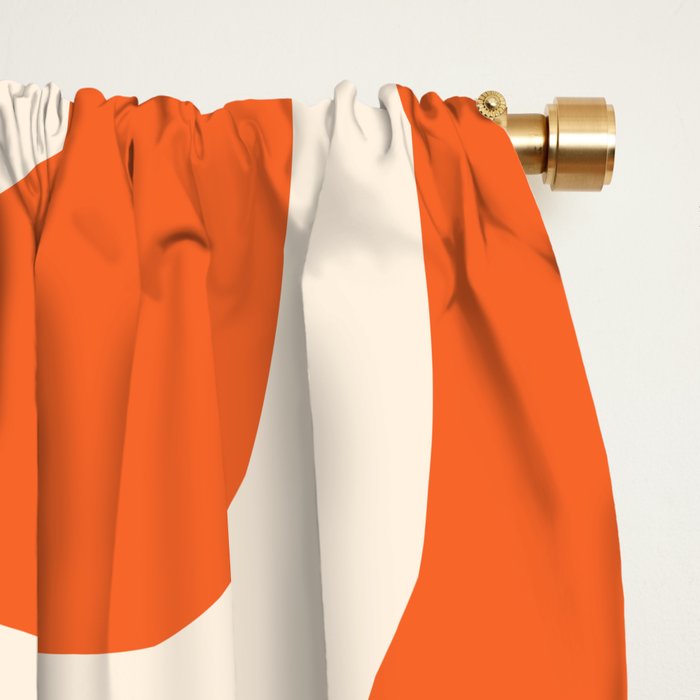 Soft Curves Retro Modern Abstract Pattern in Orange and Cream Window Curtain Gallery Image 2