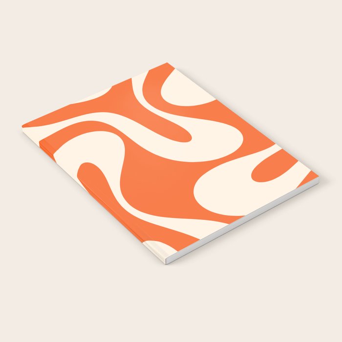 Soft Curves Retro Modern Abstract Pattern in Orange and Cream Notebook Gallery Image 1