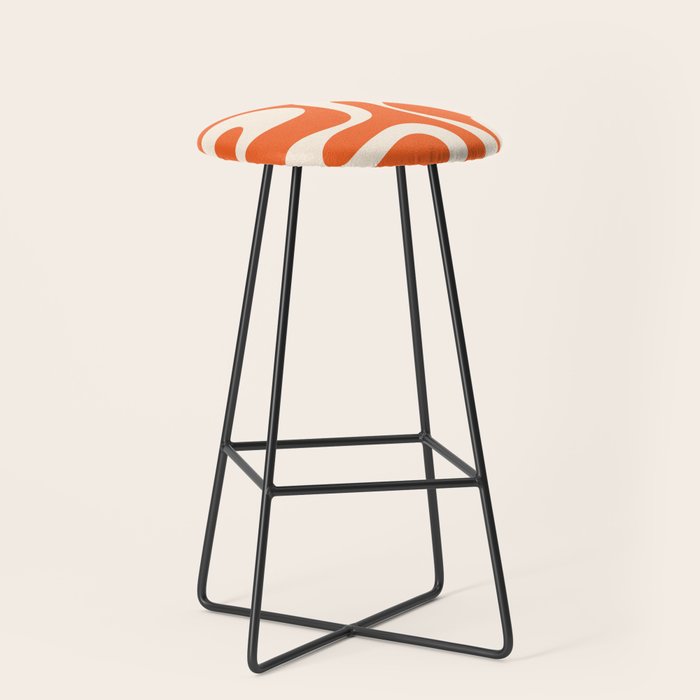 Soft Curves Retro Modern Abstract Pattern in Orange and Cream Stool Gallery Image 1