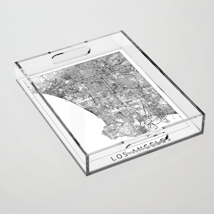 Los Angeles White Map Acrylic Tray Gallery Image 1