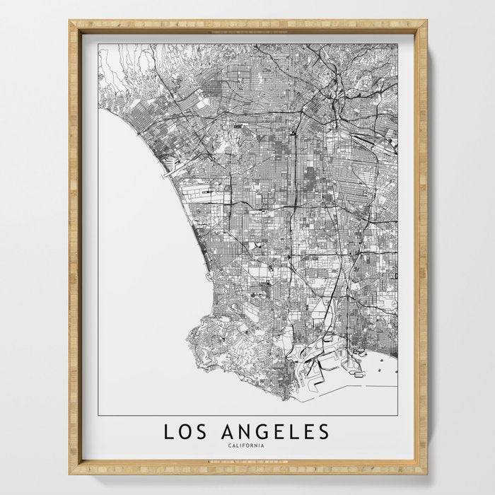 Los Angeles White Map Serving Tray Gallery Image 1
