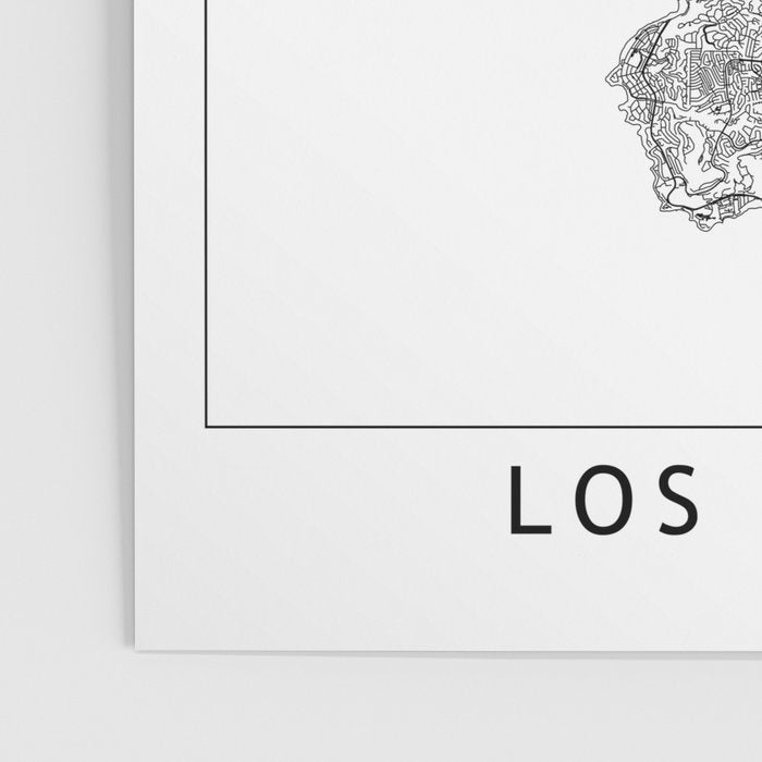 Los Angeles White Map Poster Gallery Image 3