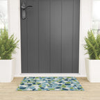 Terrazzo Mosaic Pattern, Teal Blue, Green, White Welcome Mat Gallery Image 3