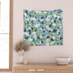 Terrazzo Mosaic Pattern, Teal Blue, Green, White Wall Tapestry Gallery Image 2