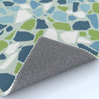 Terrazzo Mosaic Pattern, Teal Blue, Green, White Rug Gallery Image 4