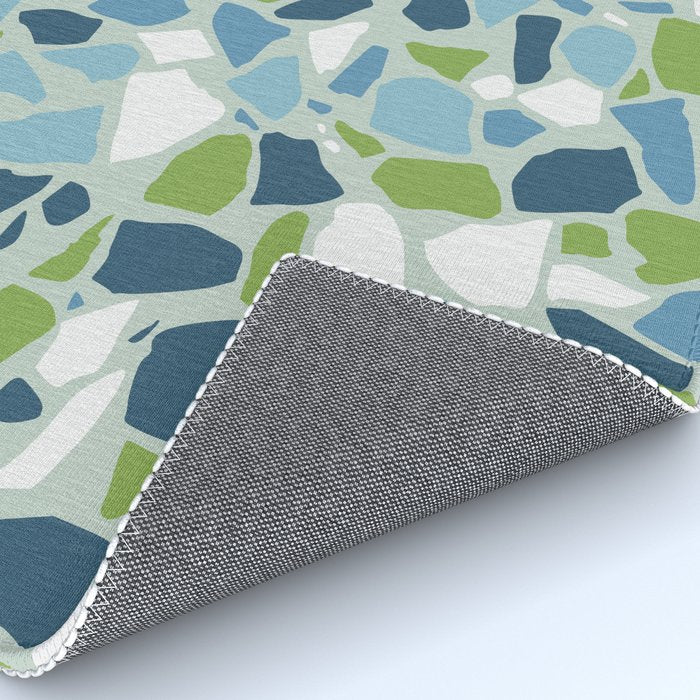 Terrazzo Mosaic Pattern, Teal Blue, Green, White Rug Gallery Image 4