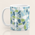 Terrazzo Mosaic Pattern, Teal Blue, Green, White Coffee Mug Gallery Image 3