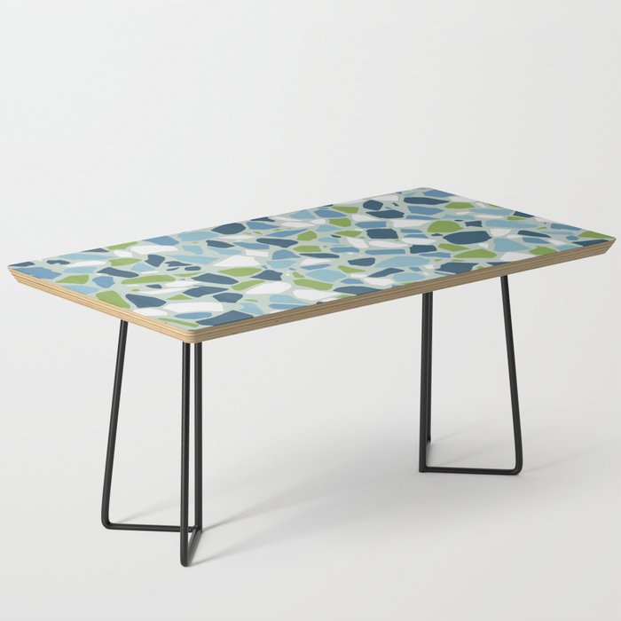 Terrazzo Mosaic Pattern, Teal Blue, Green, White Coffee Table Gallery Image 1