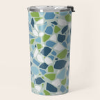 Terrazzo Mosaic Pattern, Teal Blue, Green, White Travel Mug Gallery Image 2
