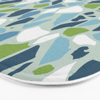 Terrazzo Mosaic Pattern, Teal Blue, Green, White Bath Mat Gallery Image 3