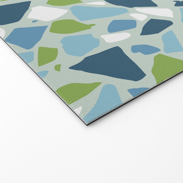 Terrazzo Mosaic Pattern, Teal Blue, Green, White Welcome Mat Gallery Image 2