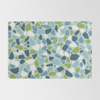 Terrazzo Mosaic Pattern, Teal Blue, Green, White Rug Gallery Image 2