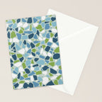 Terrazzo Mosaic Pattern, Teal Blue, Green, White Stationery Card Gallery Image 2