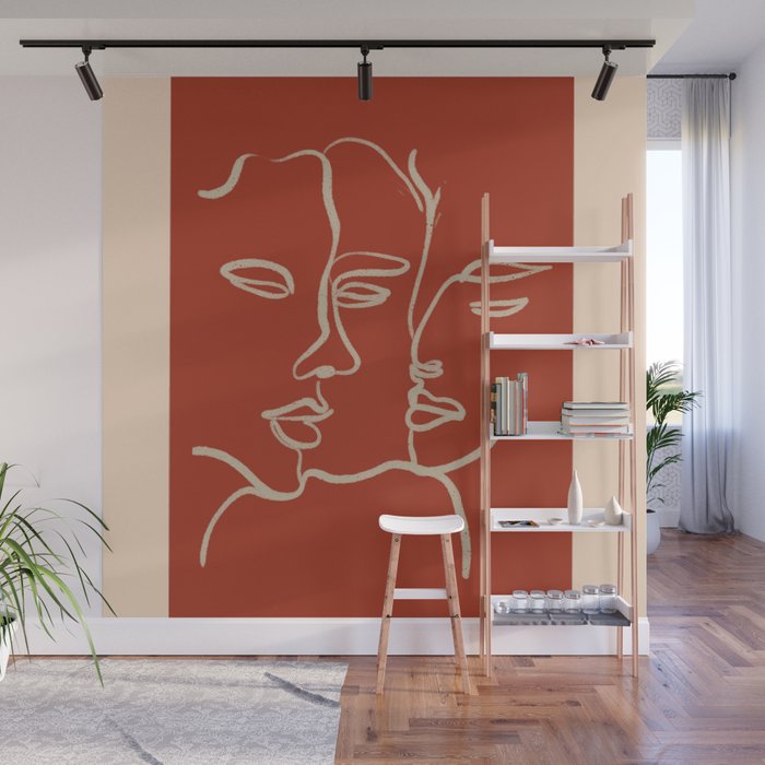 Minimal Abstract Art Three Faces 2 Wall Mural Gallery Image 1