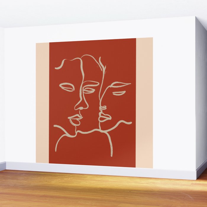 Minimal Abstract Art Three Faces 2 Wall Mural Gallery Image 2