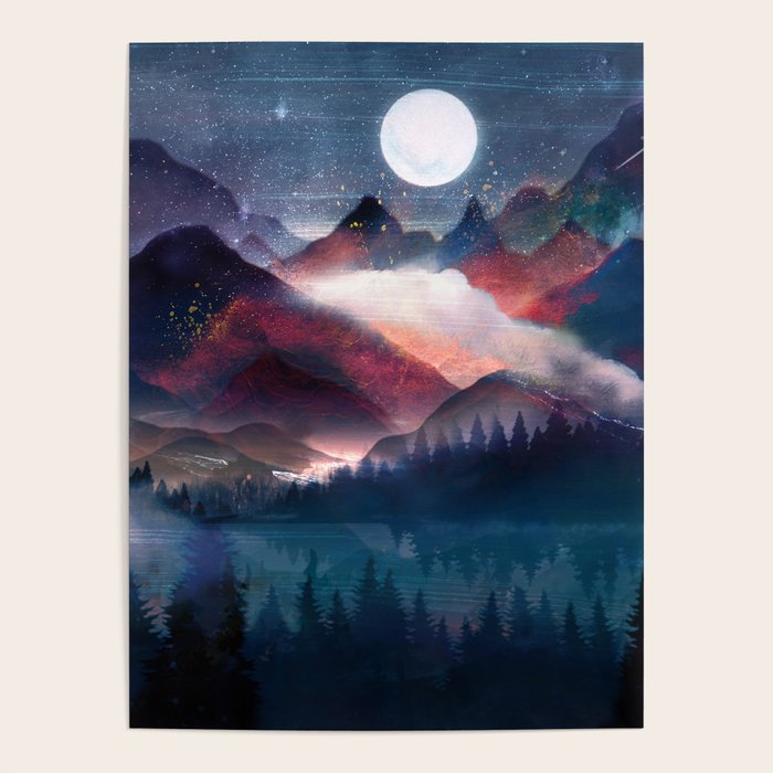 Mountain Lake Under the Stars Poster Gallery Image 1