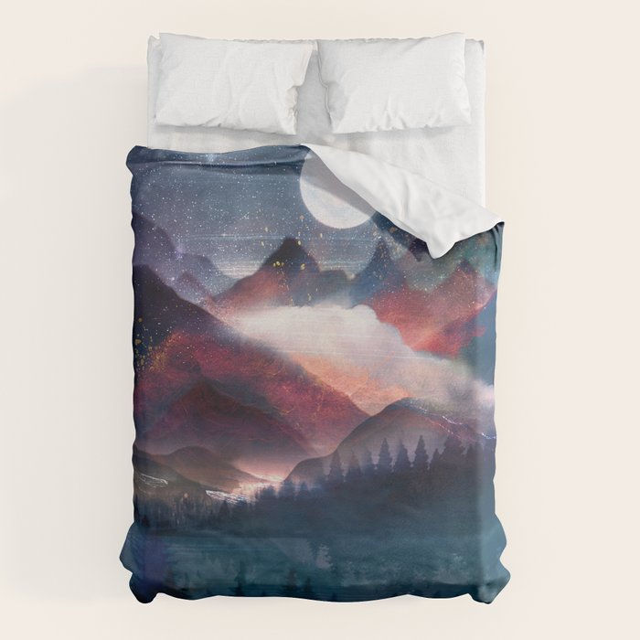Mountain Lake Under the Stars Duvet Cover Gallery Image 1