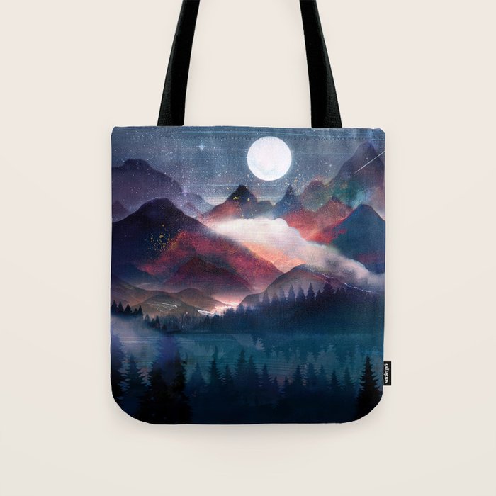 Mountain Lake Under the Stars Tote Bag Gallery Image 1