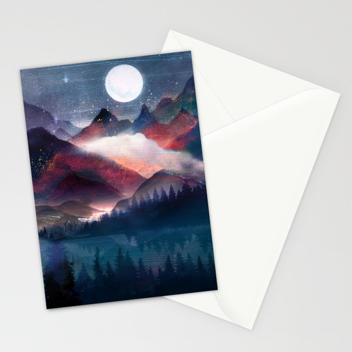Mountain Lake Under the Stars Stationery Card Gallery Image 2