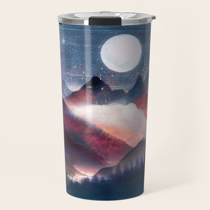 Mountain Lake Under the Stars Travel Mug Gallery Image 1