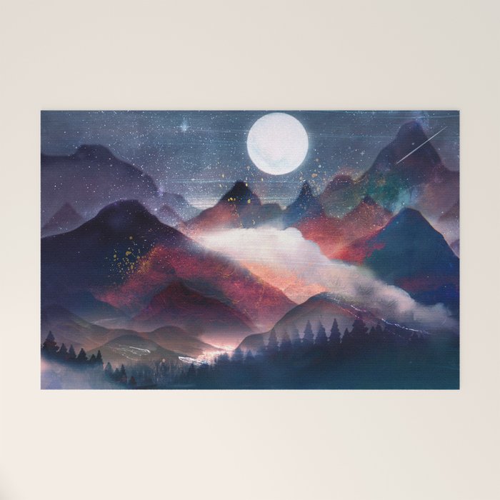 Mountain Lake Under the Stars Welcome Mat Gallery Image 1