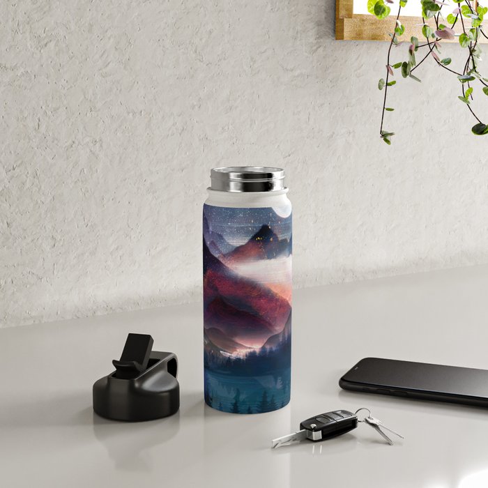 Mountain Lake Under the Stars Water Bottle Gallery Image 4