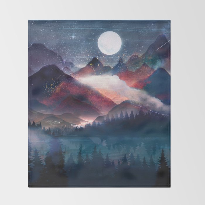 Mountain Lake Under the Stars Throw Blanket Gallery Image 2