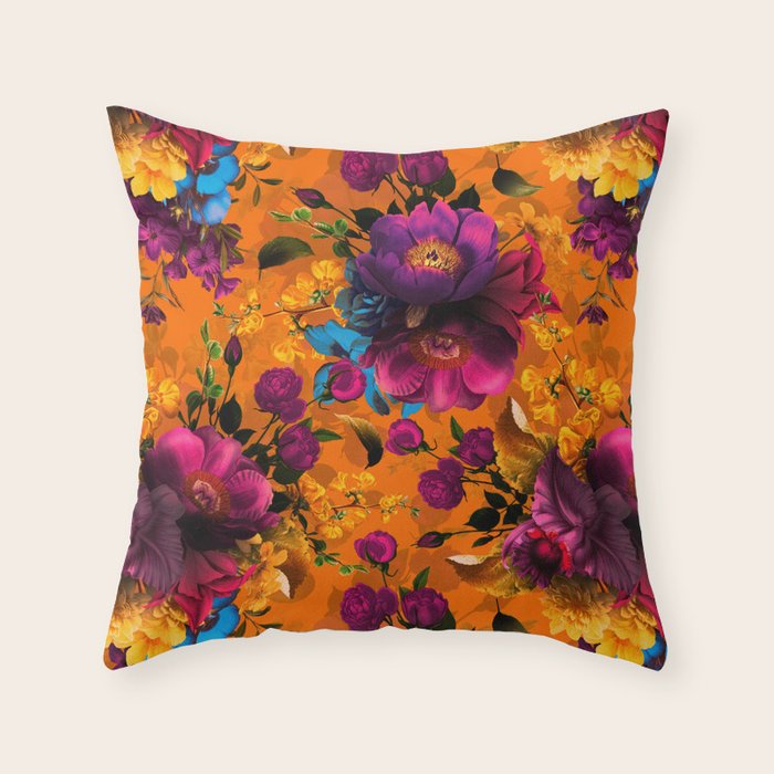 Vintage & Shabby Chic - Midnight Tropical Garden Throw Pillow Gallery Image 1