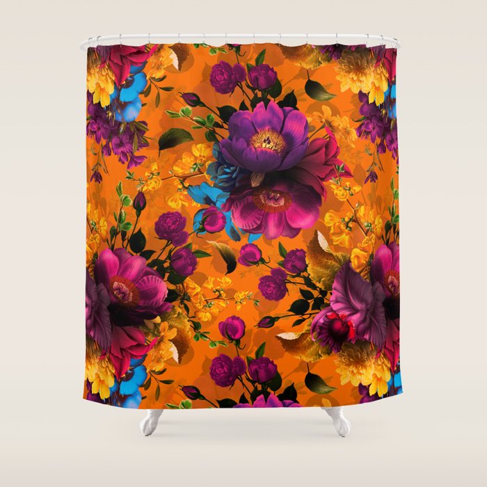Vintage & Shabby Chic - Midnight Tropical Garden Shower Curtain Gallery Image 1