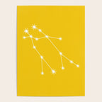 Gemini Zodiac Star Constellation Line Art Bright Yellow Poster Gallery Image 4