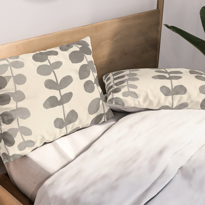 Minimal Abstract Leaves 19 Pillow Sham Gallery Image 2