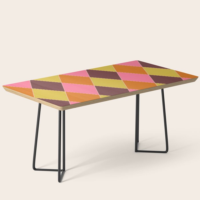 Retro Diamond Stitch Plaid - Burgundy Rust Coffee Table Gallery Image 1