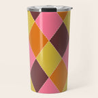 Retro Diamond Stitch Plaid - Burgundy Rust Travel Mug Gallery Image 1