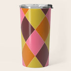 Retro Diamond Stitch Plaid - Burgundy Rust Travel Mug Gallery Image 2