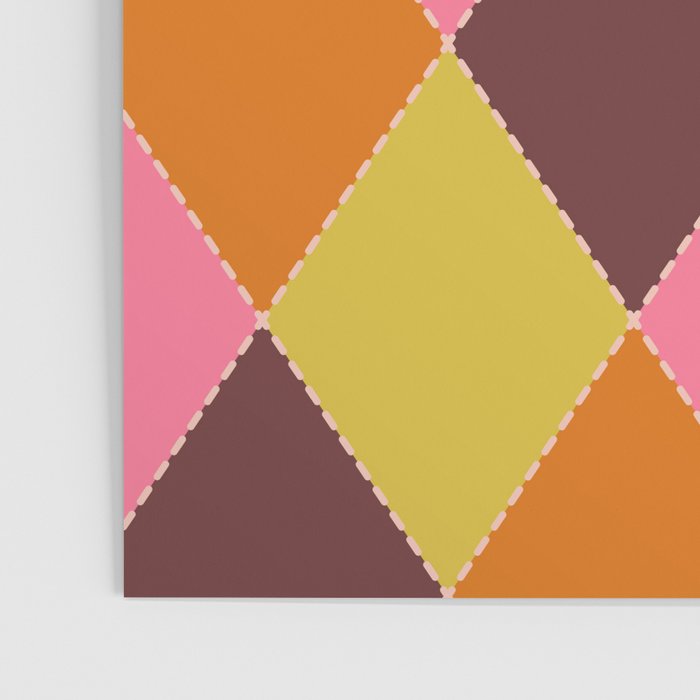 Retro Diamond Stitch Plaid - Burgundy Rust Poster Gallery Image 3