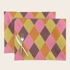 Retro Diamond Stitch Plaid - Burgundy Rust Placemat Gallery Image 1
