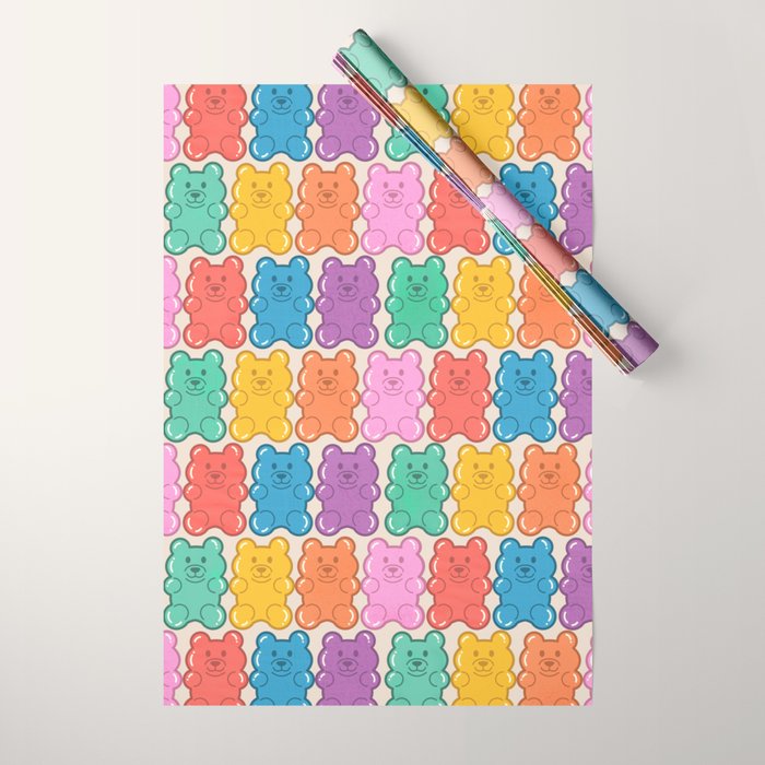 Rainbow Jelly Bears Pattern Wrapping Paper Gallery Image 1