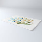Simple watercolor flowers - blue and sap green Rug Gallery Image 3
