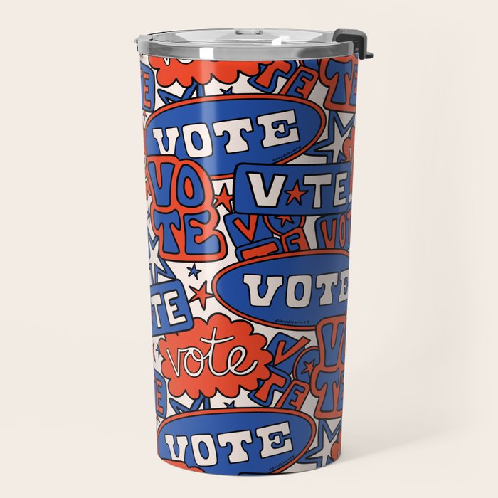 Vote Print in Red, White, and Blue Travel Mug Gallery Image 2