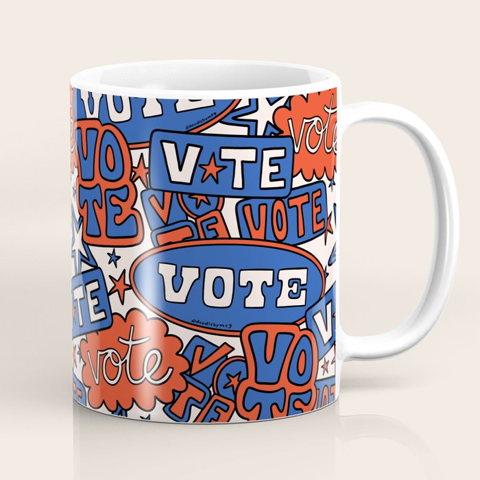 Vote Print in Red, White, and Blue Coffee Mug Gallery Image 1