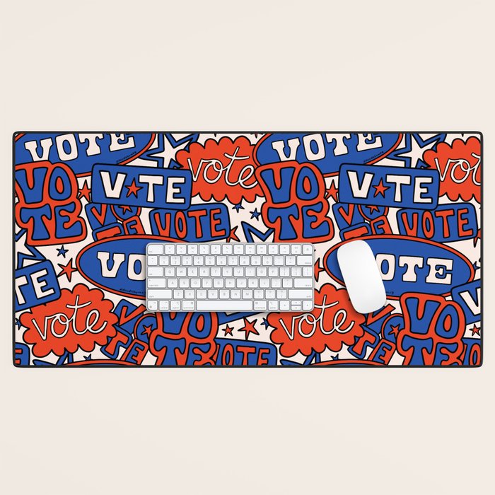 Vote Print in Red, White, and Blue Desk Mat Gallery Image 1