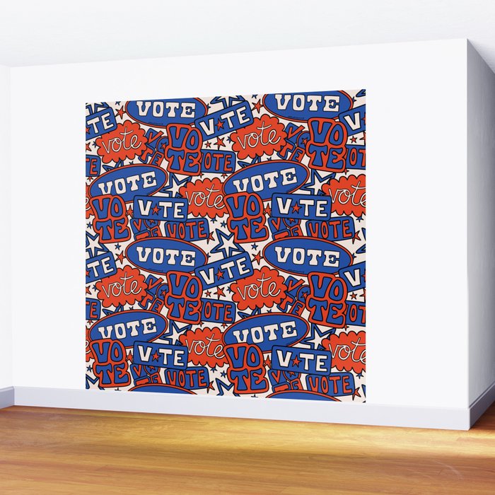 Vote Print in Red, White, and Blue Wall Mural Gallery Image 2