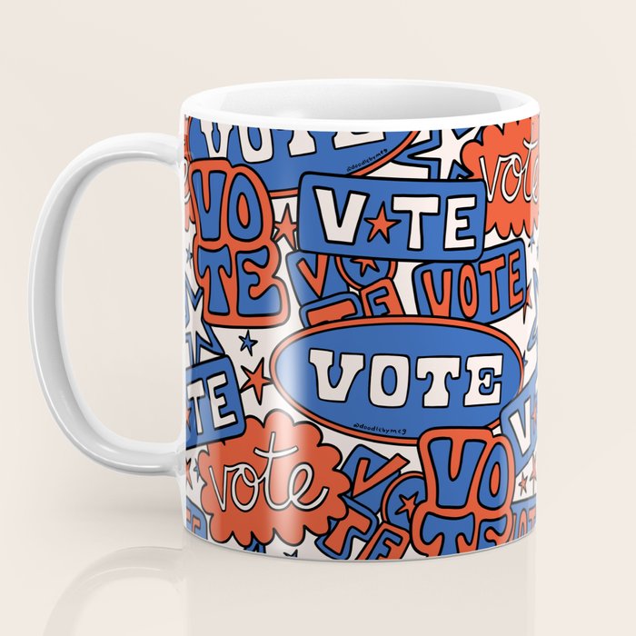 Vote Print in Red, White, and Blue Coffee Mug Gallery Image 3