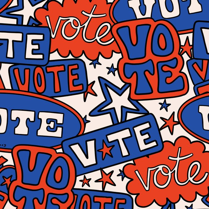 Vote Print in Red, White, and Blue Coffee Mug Gallery Image 2